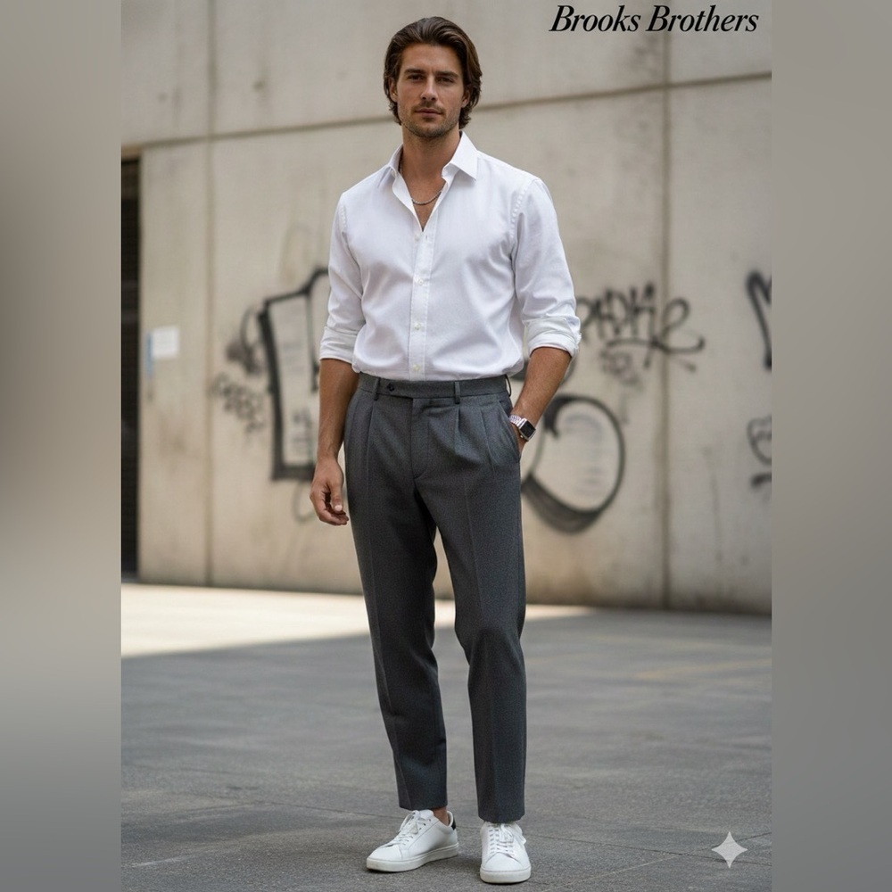 Brooks Brothers White Men's Button Up 100% Cotton Relaxed Fit Shirt 16 1/2-33